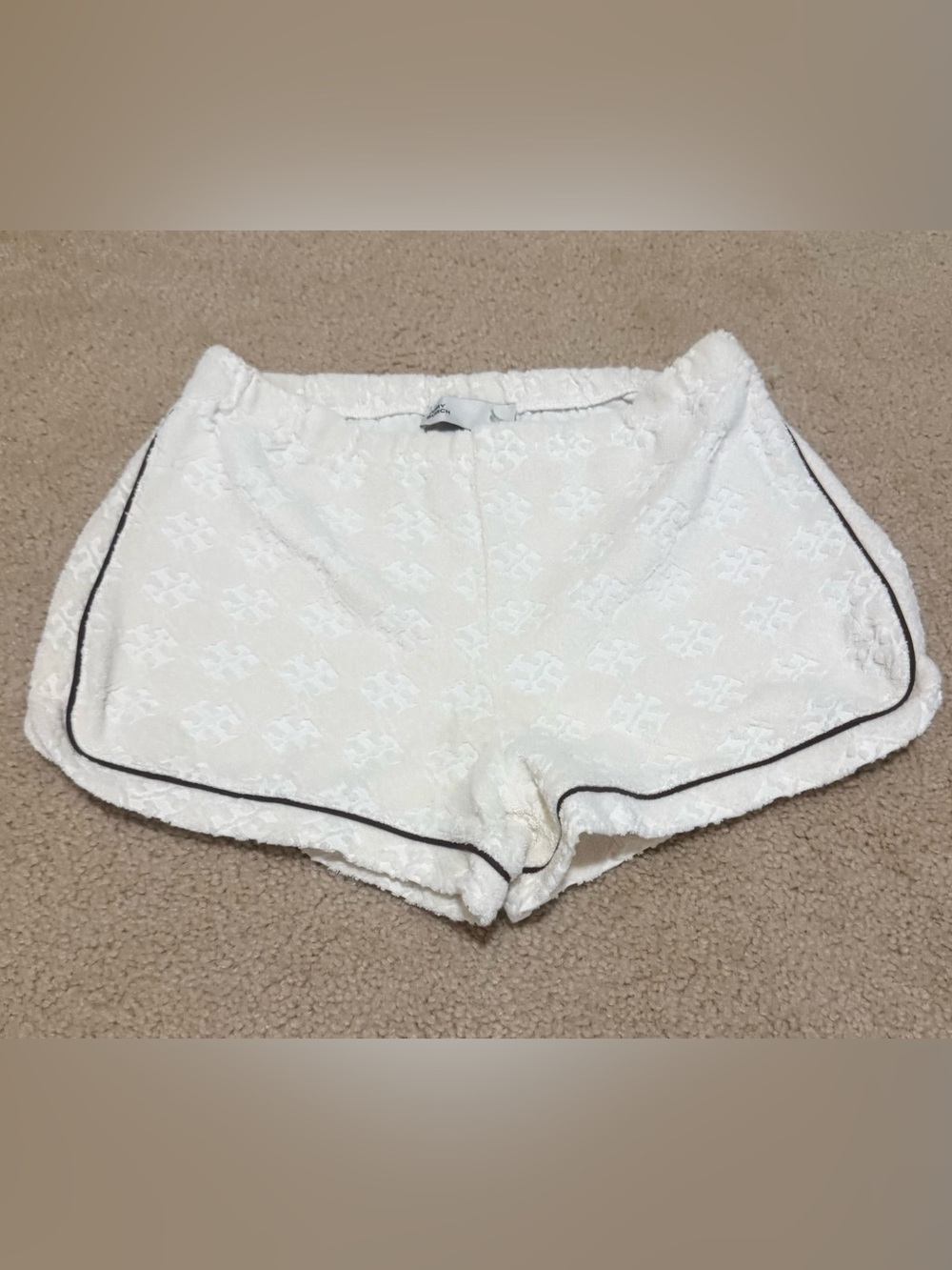 Tory Burch Cream Jacquard Short with Brown Trim - XS